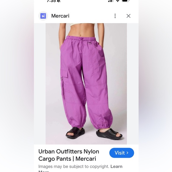 Purple Nylon Cargo Pants - Picture 1 of 7